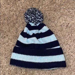blue striped beanie